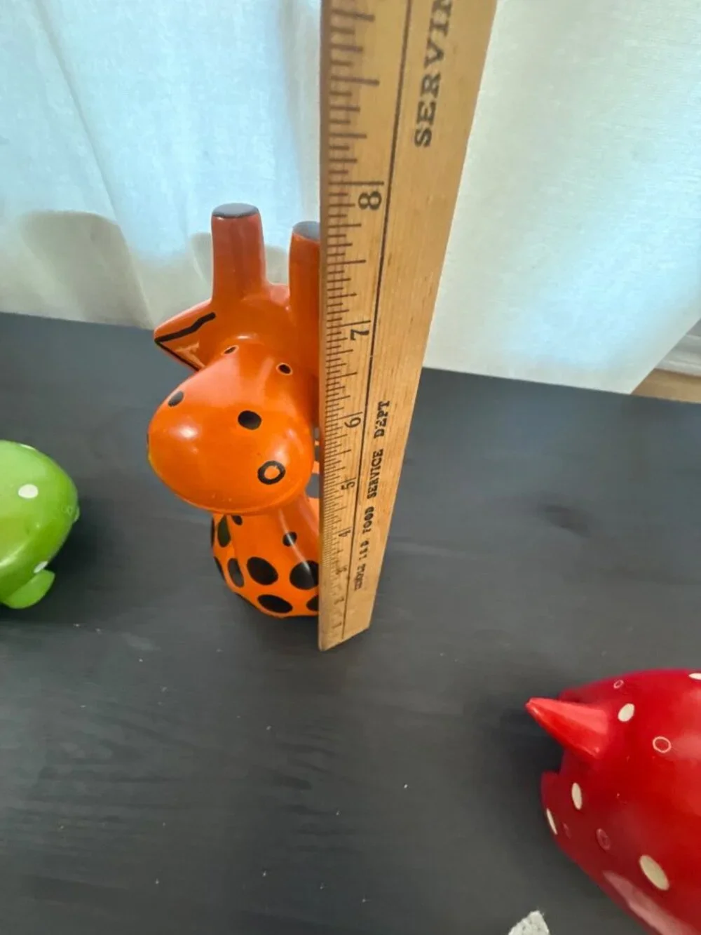 HOUSE HIPPO-Hand-Painted Animal Figurines - Red Hippo Green Giraffe/Orange Giraf